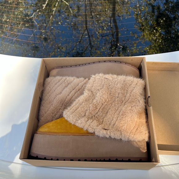 Platfrom Mini Faux Sherpa Boots - Picture 2 of 7